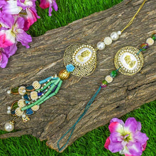 Load image into Gallery viewer, Bejewelled Silver Bhaiya Bhabhi Rakhi (Set Of 2)
