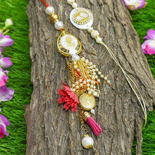 Load image into Gallery viewer, Pastel Pearl Silver Coin Bhaiya Bhabhi Rakhi (Set Of 2)
