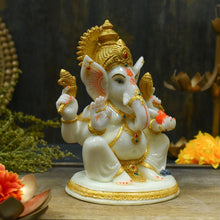 Load image into Gallery viewer, Golden Sitting Ganesha
