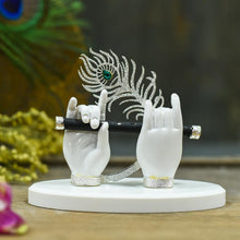 Load image into Gallery viewer, Krishna Hand White with Silver Feather (Small)
