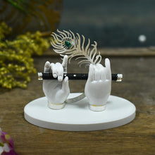 Load image into Gallery viewer, Krishna Hand White with Silver Feather (Small)
