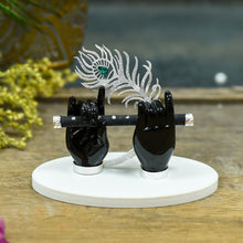 Load image into Gallery viewer, Krishna Black Flute Hand With Silver Feather
