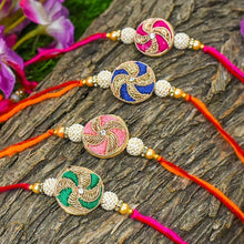 Load image into Gallery viewer, Chic Zari Round Rakhi (Set of 4)
