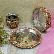 Load image into Gallery viewer, Colorful Beaded Karwa Chauth Thali Set
