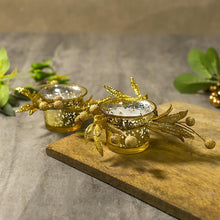 Load image into Gallery viewer, Shimmering Gold Beaded Candle Set
