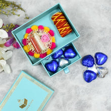 Load image into Gallery viewer, Mint Blue Bhai Dooj/Tika Box with Chocolates
