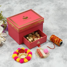 Load image into Gallery viewer, Rose Pink Bhai Dooj / Tika Box with Dry Fruits
