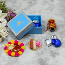Load image into Gallery viewer, Blue Bhai Dooj / Tika Petite Box with Chocolates
