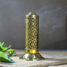 Load image into Gallery viewer, Stunning Brass Incense Holder with Latticework
