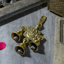 Load image into Gallery viewer, Antique Brass 3 Bells With Om Ganesha Figurine

