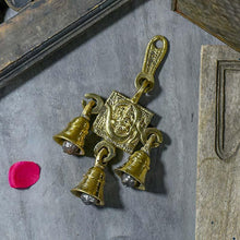 Load image into Gallery viewer, Antique Brass 3 Bells With Om Ganesha Figurine

