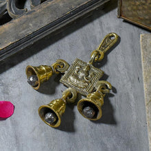 Load image into Gallery viewer, Antique Brass 3 Bells Door/Wall Hanging with Laxmi Figurine
