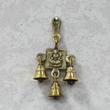 Load image into Gallery viewer, Antique Brass 3 Bells Door/Wall Hanging with Laxmi Figurine
