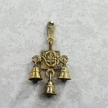 Load image into Gallery viewer, Antique Brass 3 Bells With Om Ganesha Figurine
