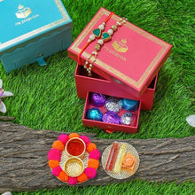 Load image into Gallery viewer, Sparkling Green Crystal Bhaiya Bhabi Rakhi Box
