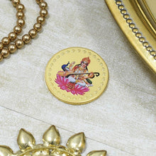 Load image into Gallery viewer, 24K Gold Foil Saraswati Coin
