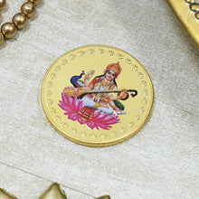 Load image into Gallery viewer, 24K Gold Foil Saraswati Coin
