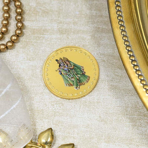 24K Gold Foil Radha Krishna Coin