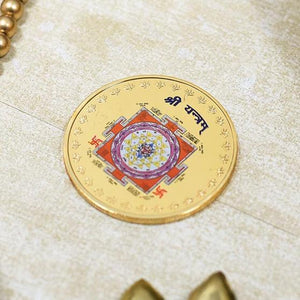 24K Gold Foil Shree Yantra Coin