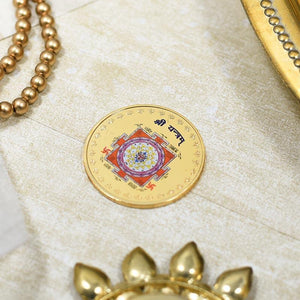 24K Gold Foil Shree Yantra Coin