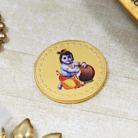 24K Gold Foil Bal Gopal Coin