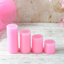 Load image into Gallery viewer, Rosy Pink Scented Pillar Candle Set of 4
