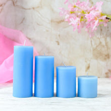 Load image into Gallery viewer, Lustre Blue Pillar Candle Set of 4
