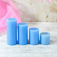 Load image into Gallery viewer, Lustre Blue Pillar Candle Set of 4
