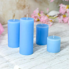 Load image into Gallery viewer, Lustre Blue Pillar Candle Set of 4
