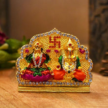 Load image into Gallery viewer, Diamond-Studded Laxmi Ganesh Murti with Swastik
