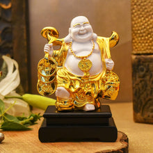 Load image into Gallery viewer, Feng Shui Laughing Buddha On Black Stand
