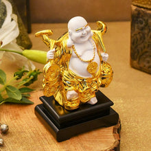 Load image into Gallery viewer, Feng Shui Laughing Buddha On Black Stand
