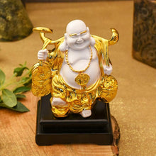 Load image into Gallery viewer, Feng Shui Laughing Buddha On Black Stand

