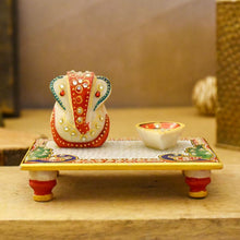 Load image into Gallery viewer, Rajasthani Murti (Ganesh with Choki &amp; Diya)
