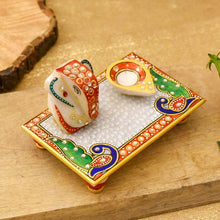 Load image into Gallery viewer, Rajasthani Murti (Ganesh with Choki &amp; Diya)
