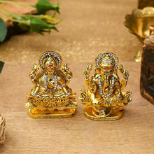 Load image into Gallery viewer, Auspicious Golden Laxmi Ganesh Murti On Lotus
