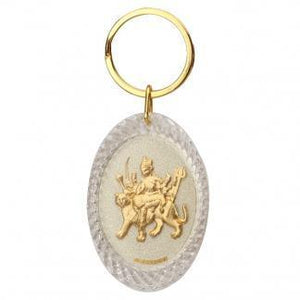 24K Gold Foil Durga Maa Oval Keychain