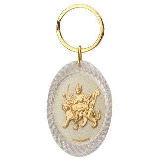 24K Gold Foil Durga Maa Oval Keychain
