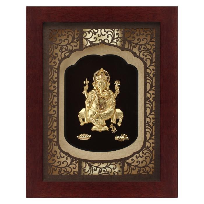 24K Gold Foil Big Ganesha Elite Frame
