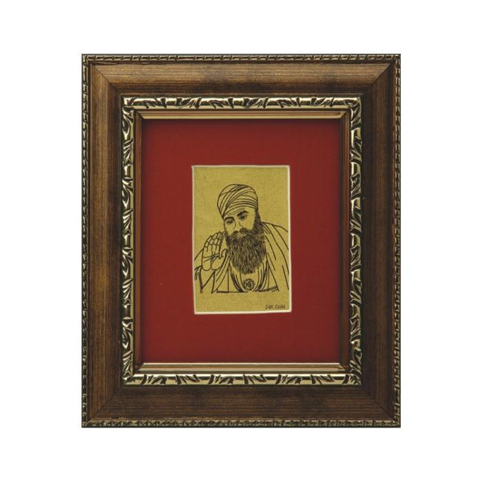 24K Gold Foil Guru Nanak Small Card Frame