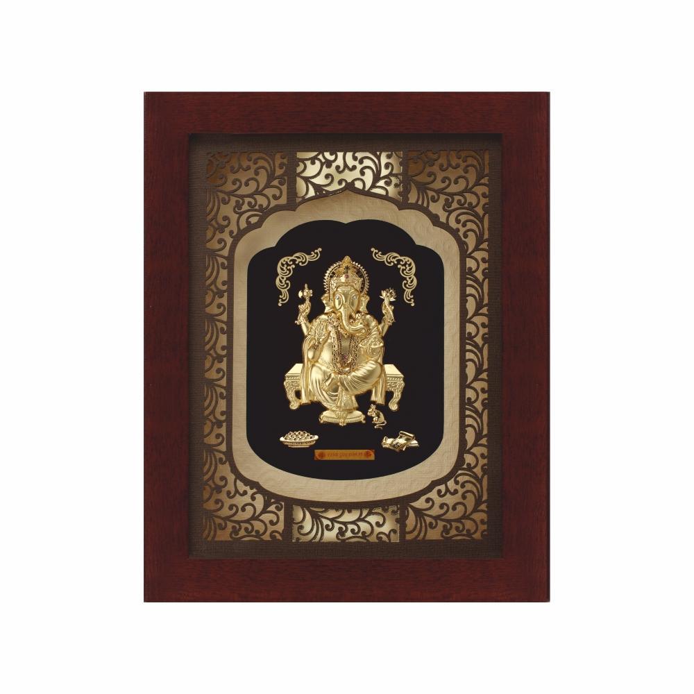24K Gold Foil Extra Big Ganesha Elite Frame