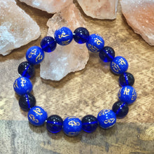 Load image into Gallery viewer, Om Mani Padme Hum: Blue Stone Tibetan Band/Bracelet
