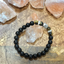 Load image into Gallery viewer, Patience and Abundance, Onyx and Tiger's Eye Guru Bead Band/Bracelet
