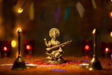 Load image into Gallery viewer, Handcrafted Mata Saraswati Brass Idol
