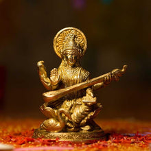 Load image into Gallery viewer, Handcrafted Mata Saraswati Brass Idol
