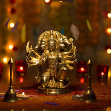 Load image into Gallery viewer, Antique Brass Panchmukhi Sitting Hanuman Idol
