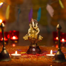 Load image into Gallery viewer, Brass Set of Six Musical Ganesha Idols
