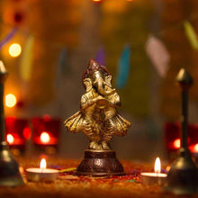 Load image into Gallery viewer, Brass Set of Six Musical Ganesha Idols
