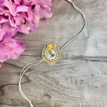Load image into Gallery viewer, Silver Coin Pearl Bhaiya Rakhi
