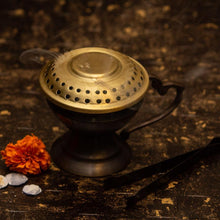 Load image into Gallery viewer, Handcrafted Brass Chirag Dhuni/Fumer with Tong

